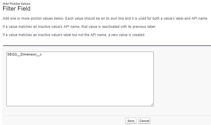 Salesforce CPQ  New Picklist Value for Filter Field